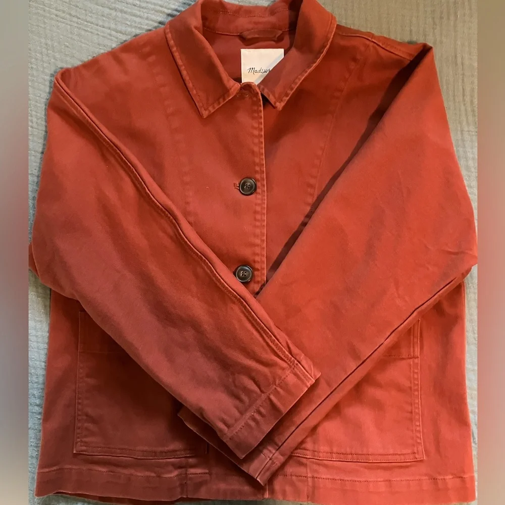 Madewell Pomeray Chore Jacket in Rust Cotton Twill, size Medium - Picture 2 of 4
